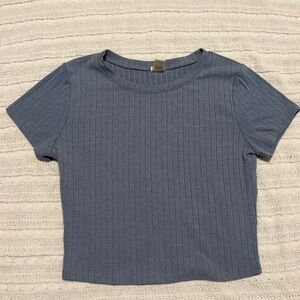 Bozzolo Light Blue Ribbed Top